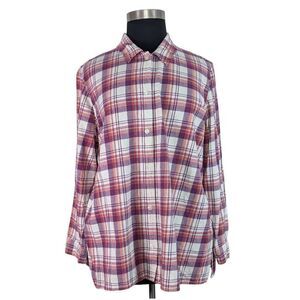 Blair XL Pink Plaid Flannel Button Down Shirt Retro 80s Gorpcore